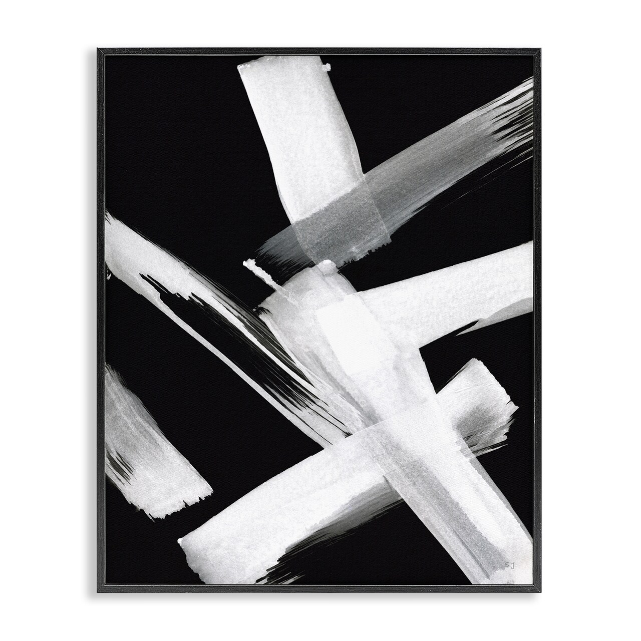 Stupell Industries Brushstrokes on Black Framed Giclee Wall Art Design by Susan Jill